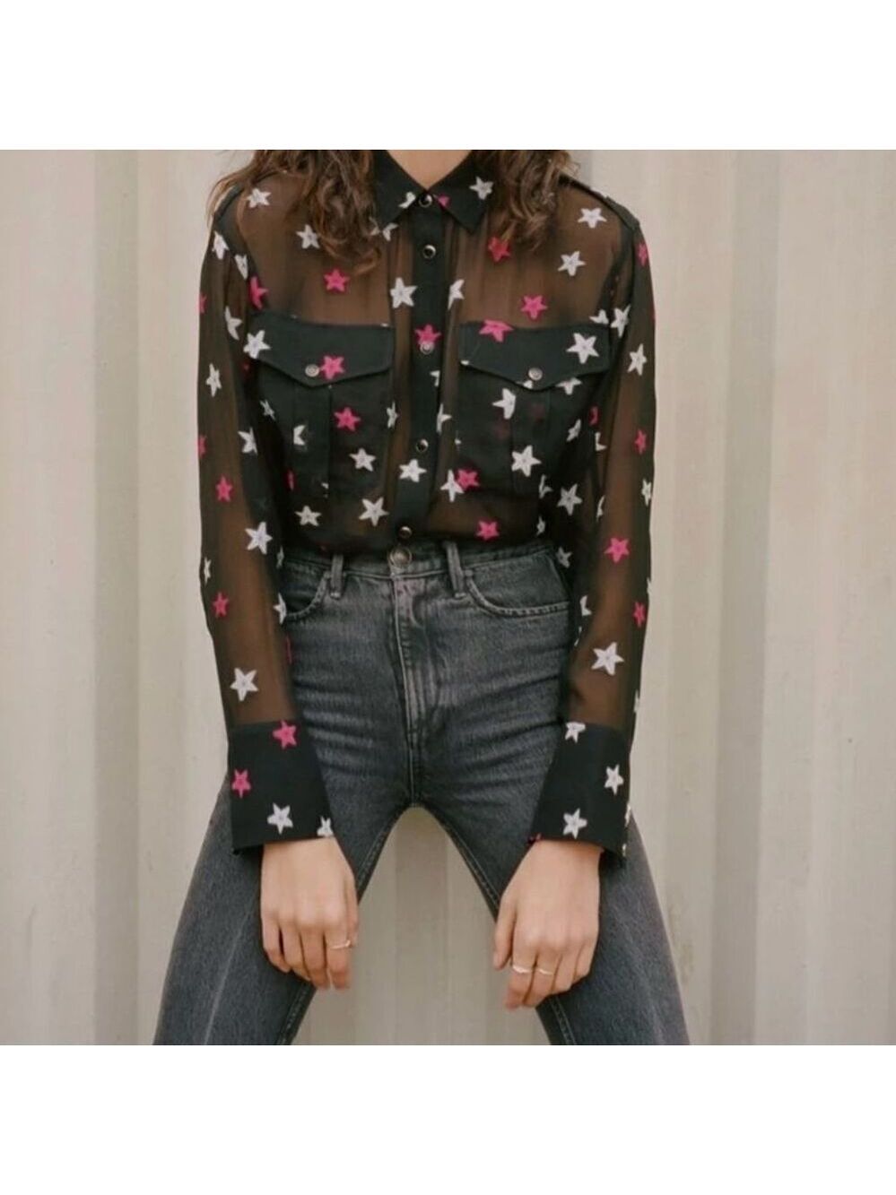 Rag & Bone Women's Black Collared Long Sleeve Blouse Size M - Picture 1 of 6